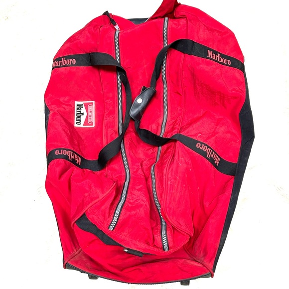 Marlboro Bags Vintage Marlboro Extra Large Duffel Bag With Wheels Red Black Poshmark